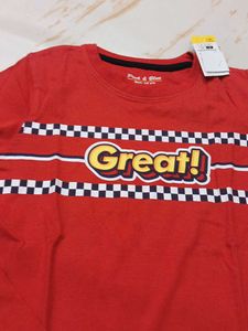 Boys Red Graphic Print T-shirt