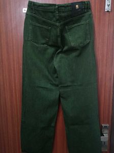 Olive Green Wide Leg Jeans