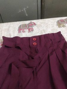 Maroon Wide Leg Pants