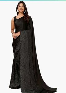 Black 🖤 Brand New Satin Saree
