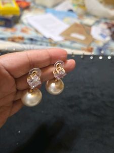 Big Pearl White Gemstone Earrings