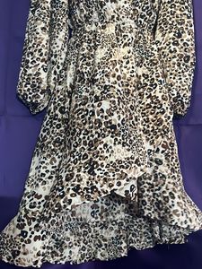 Leopard Printed Ruffle Midi Dress