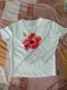 Basic Flower Print Crop Top
