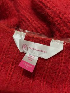 NO Boundaries knit red Pearl sweater for women