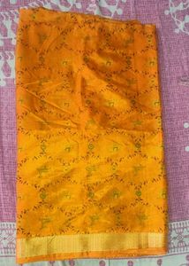 Orange Printed Saree