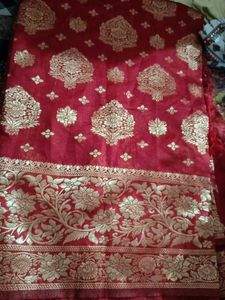 Red &amp; Gold Dress Material