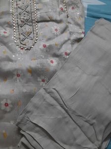 Glace Cotton With Handwork Suit
