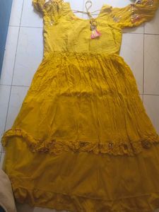 Yellow kurta cum gown