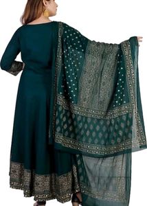 Green &amp; Gold Anarkali Kurta Set