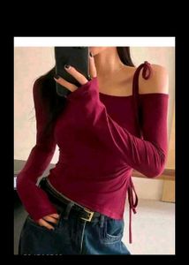 Burgundy Tie-Shoulder Top