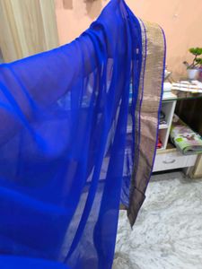 Solid Blue Saree