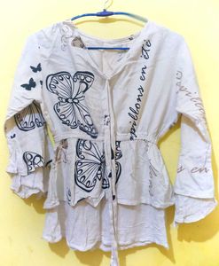Butterfly Print Layered Top
