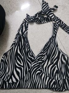 Zebra Print Halter Top