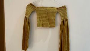 Gold Velvet Off-Shoulder Top