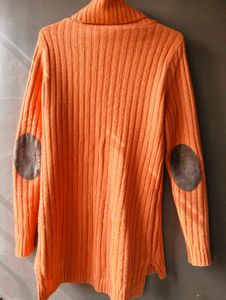 Orange Knit Turtleneck Sweater