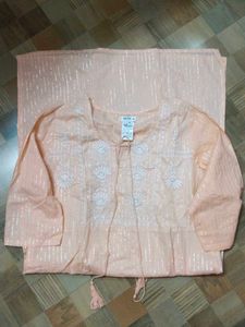 Peach Embroidered Kurta