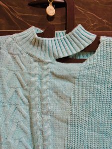 Stylish Blue Knit Sweater