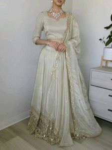 🆕️Fully Stitched Off White Lehenga