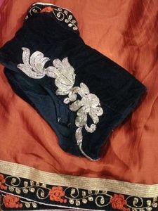 Embroidered Velvet Saree