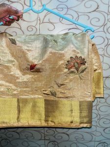 Elegant Gold Embroidered Saree