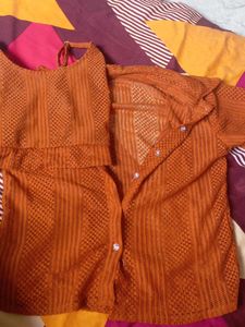 Orange Tank Top and Cardigan Set