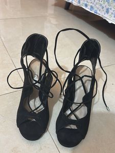 Black Lace-Up Heels