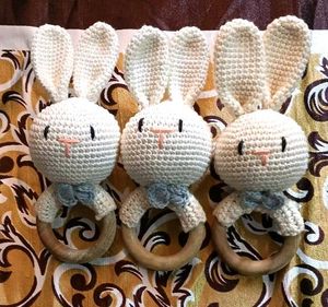 Crochet Bunny Baby Teething Rings