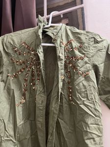 Olive Embellished Top