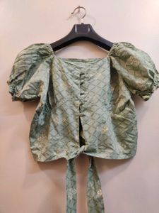 Green Puff Sleeve Top