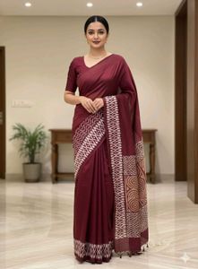 Elegant Maroon Pure Silk Saree