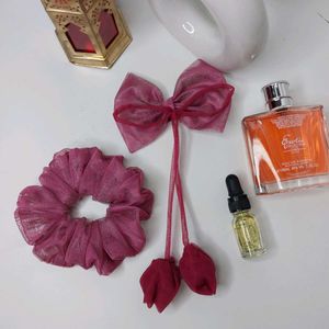 Combo Of Tulip Hair Bow With Scrunchie 🌷🎀