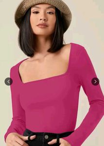 Hot Pink Square Neck Top