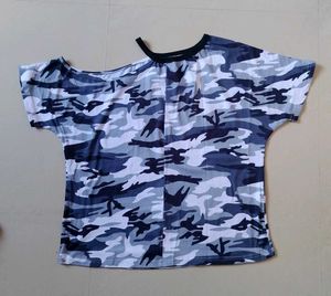 Cool Camo One-Shoulder Top