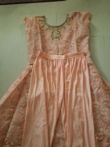 Elegant Peach Embroidered Kurta Set
