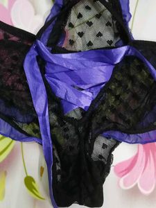 (1135)Black &amp; Purple Lingerie Set