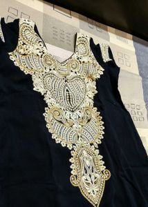 Women Black Thread Motif Embroidery Georgette Suit