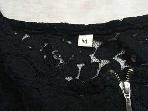 Fancy Black Lace Zip-Up Jacket