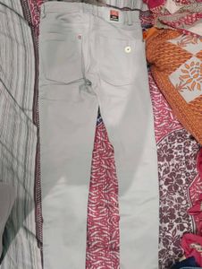 Beige White Straight Leg Jeans
