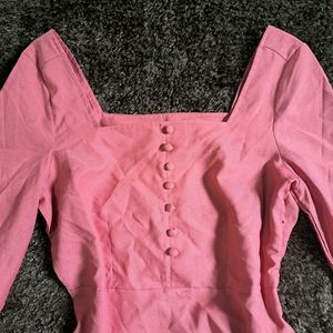 Pink Square Neck Mini Dress