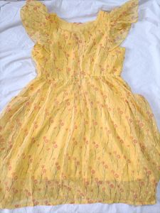 Soft Yellow Chiffon Short Dress