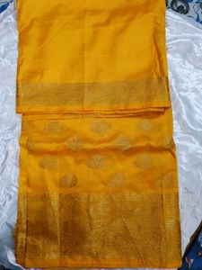 ANAYA Yellow Banarasi Saree With Blouse