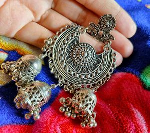 Silver Jhumka Earrings