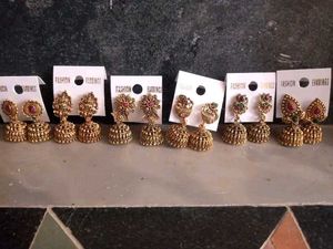 Gold Jhumka Earrings Set 6🫶🫠