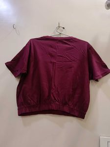 Maroon Graphic Print T-shirt