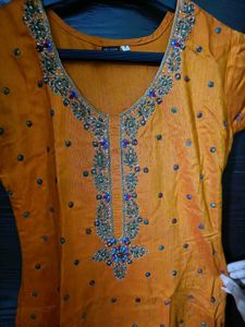 Beautiful Heavy Work Orange Kurti