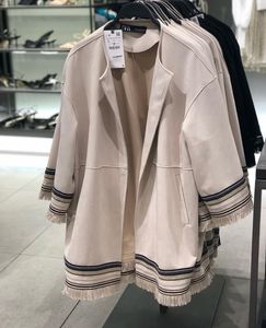 Zara Fringed Trim Longline Suede Coat