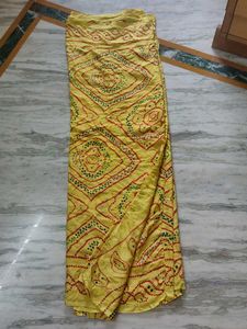 Yellow Bandhani Print Saree