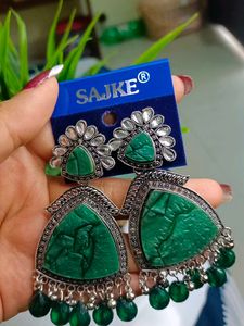 Green Oxidised Earrings