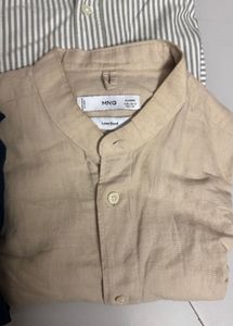 Mango man Casual Beige Shirt