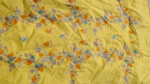 Yellow Embroidered sleeveless kashmiri work kurta